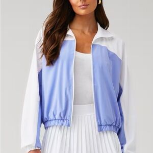 BEYOND YOGA
GO RETRO COLORBLOCK JACKET LAVENDER AND WHITE SIZE SMALL